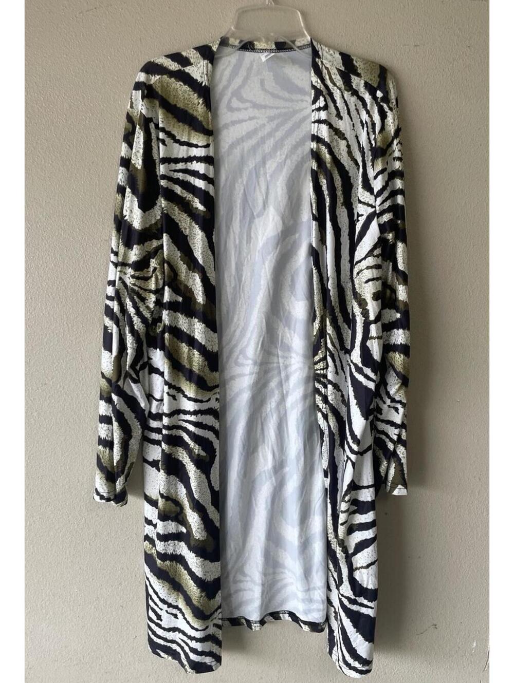 L Maxi Cardigan Green Yellow White Long Sleeve No Closure Stretch Pixie Lady